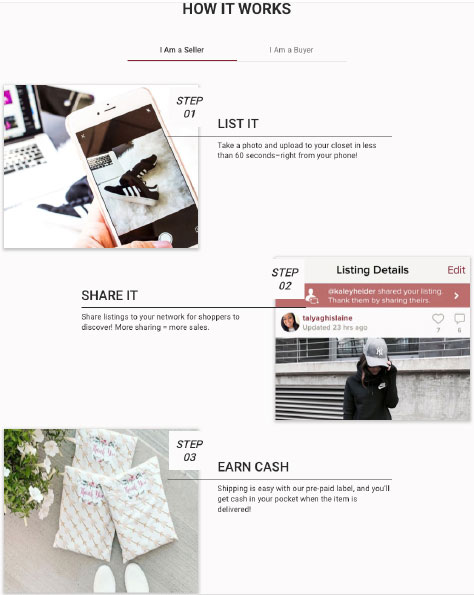 An example of UX writing on Poshmark