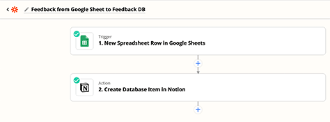 Workflow from Google Sheets to your feedback database