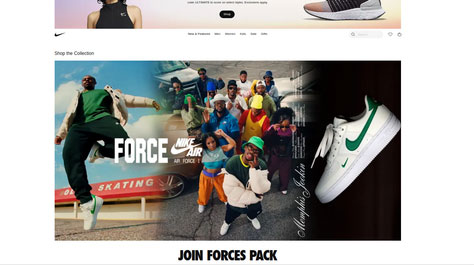 Hero image on Nike's home page
