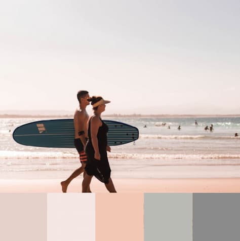 Rose, tan, and warm grays
