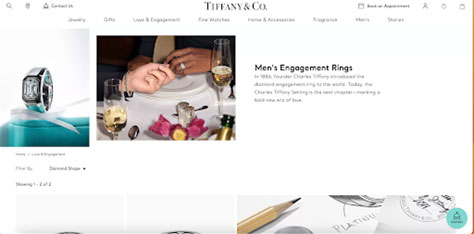 A page dedicated to men'’'s engagements rings on Tiffany