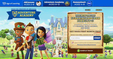 Example of an education Web site catering to children and pre-teens